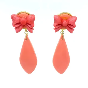 Coral Dangle Earrings With Holiday Detail Large