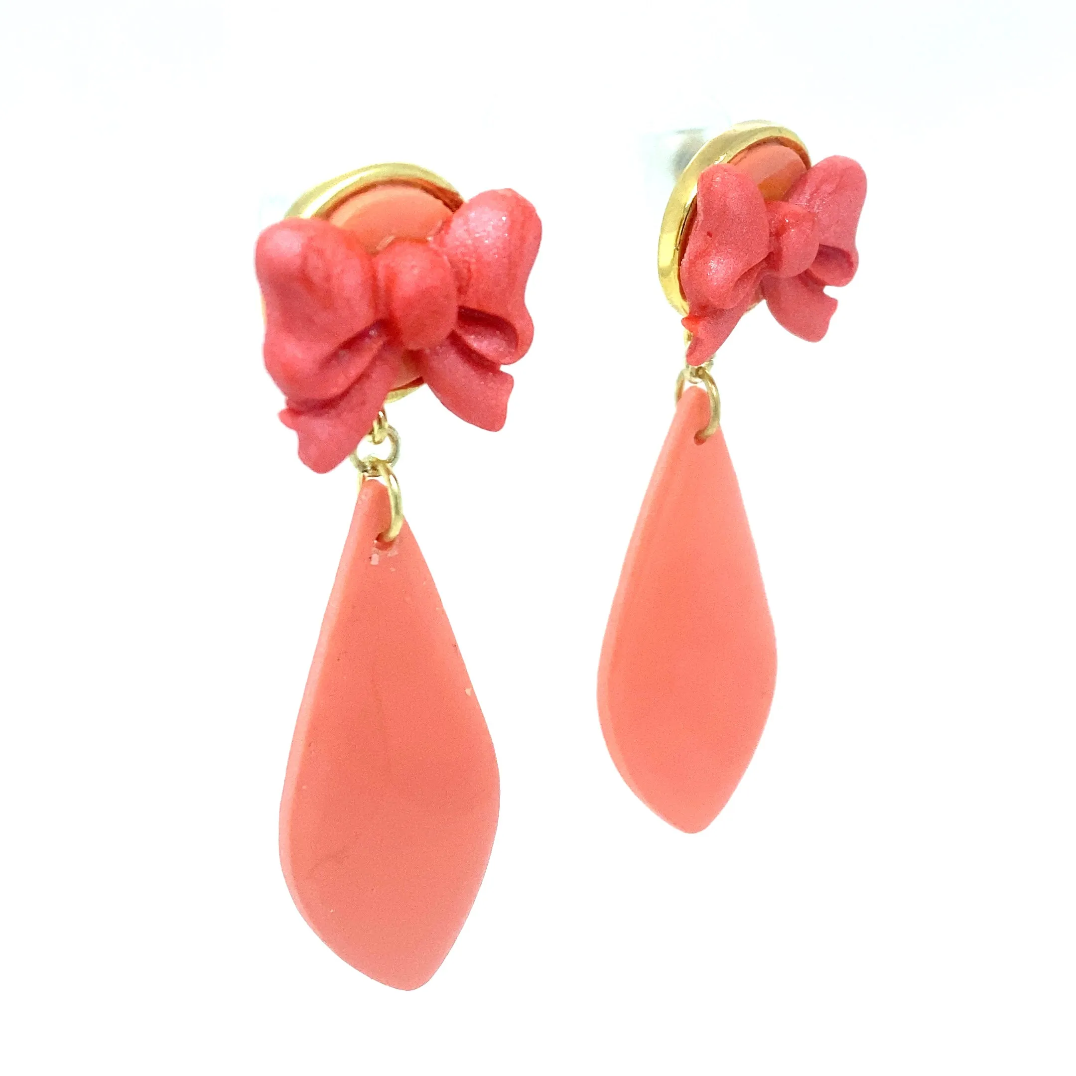Coral Dangle Earrings With Holiday Detail Large