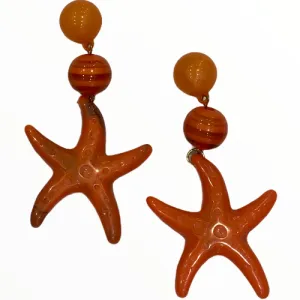 Coral earrings sea life