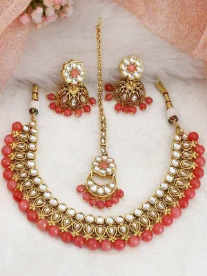 Coral Gurpreet Necklace Set