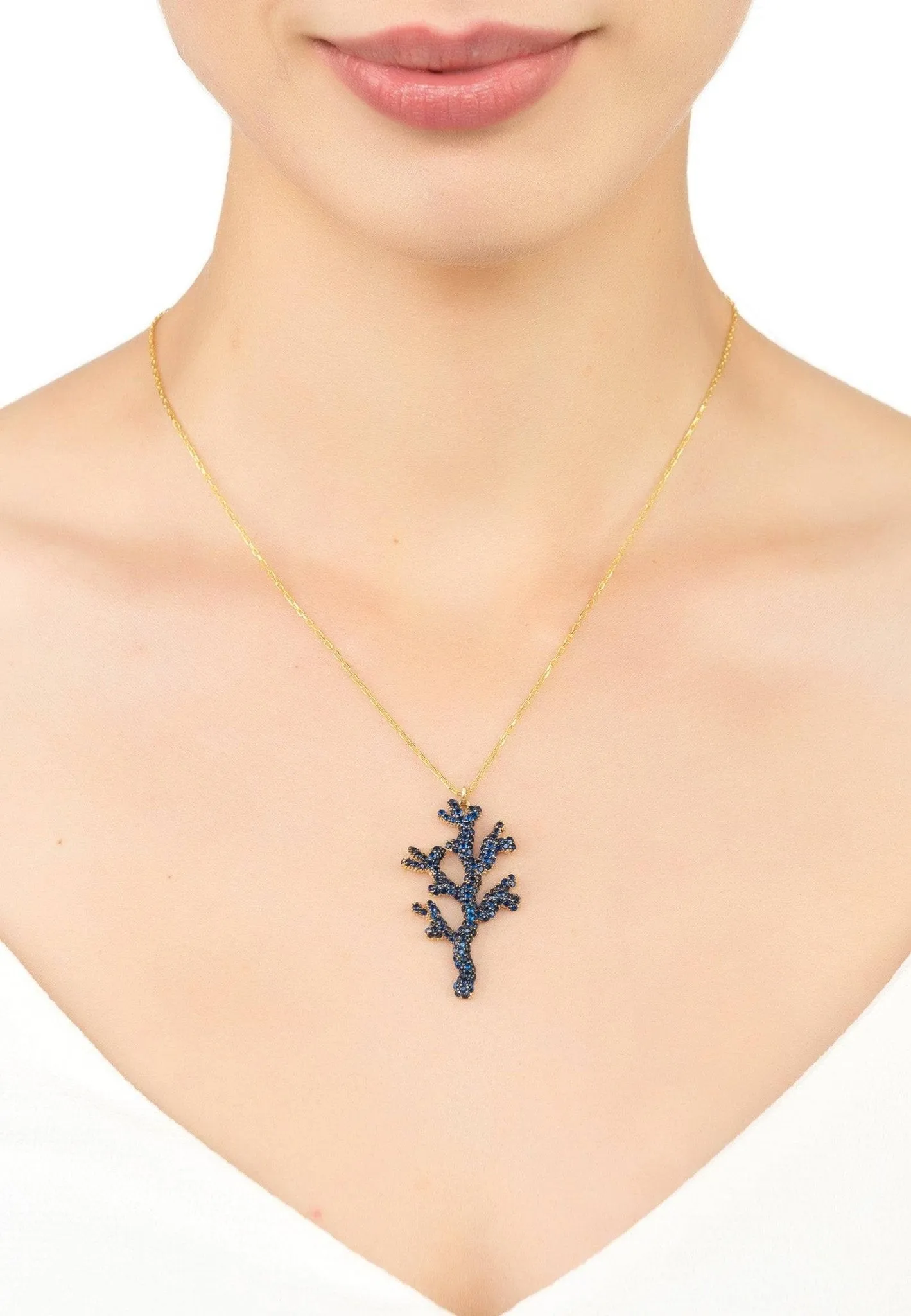 Coral Reef Necklace Blue Cz