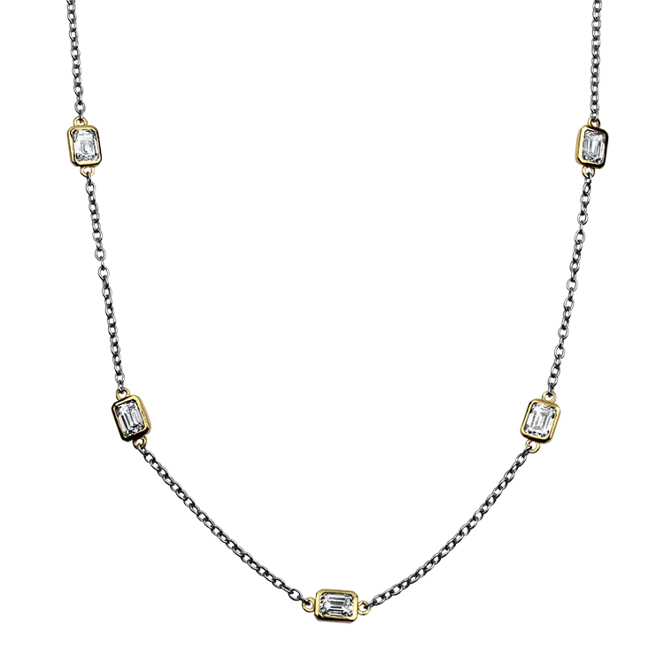 David Weisz 18k Yellow Gold Emerald Cut Diamond by the Yard Necklace