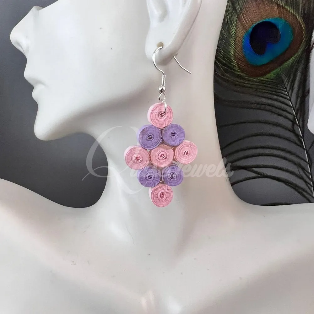 Diamond multiple color Quilling Earrings
