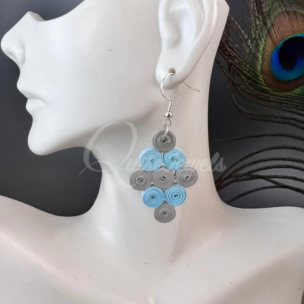 Diamond multiple color Quilling Earrings