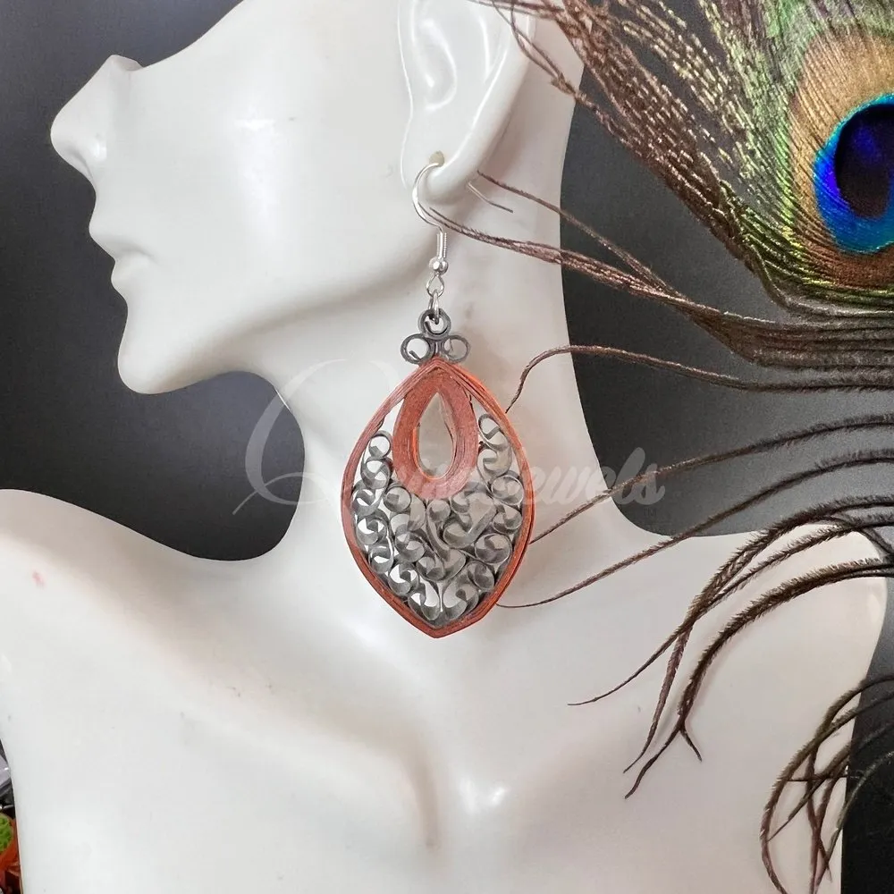 Dual Drop Large Marquee Quilling Earrings