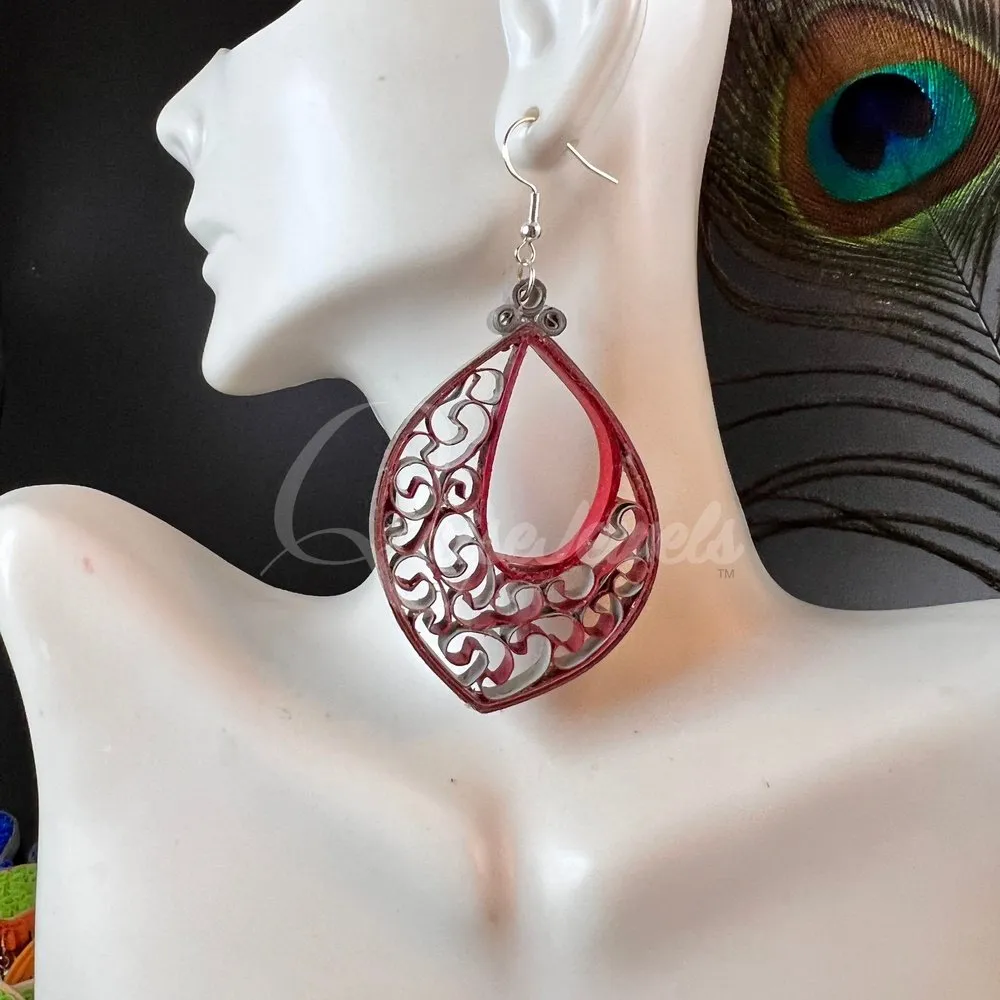 Dual Drop Large Marquee Quilling Earrings