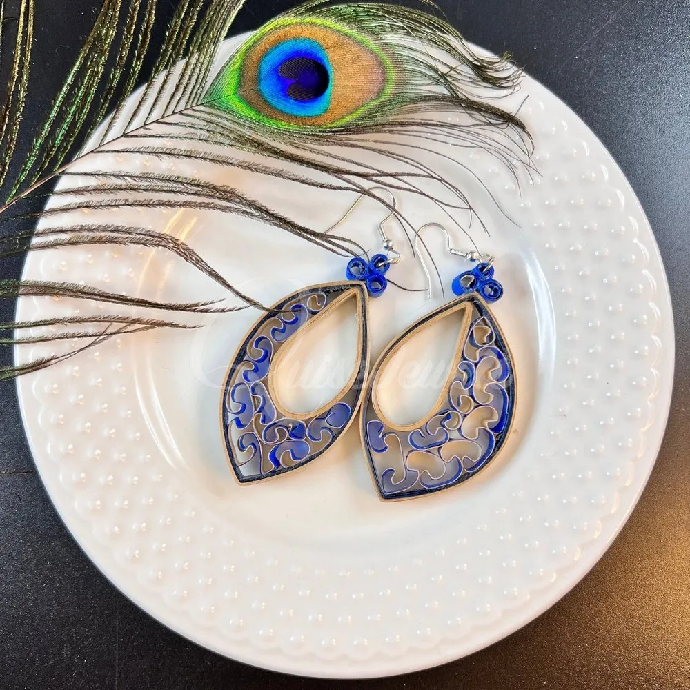 Dual Drop Large Marquee Quilling Earrings