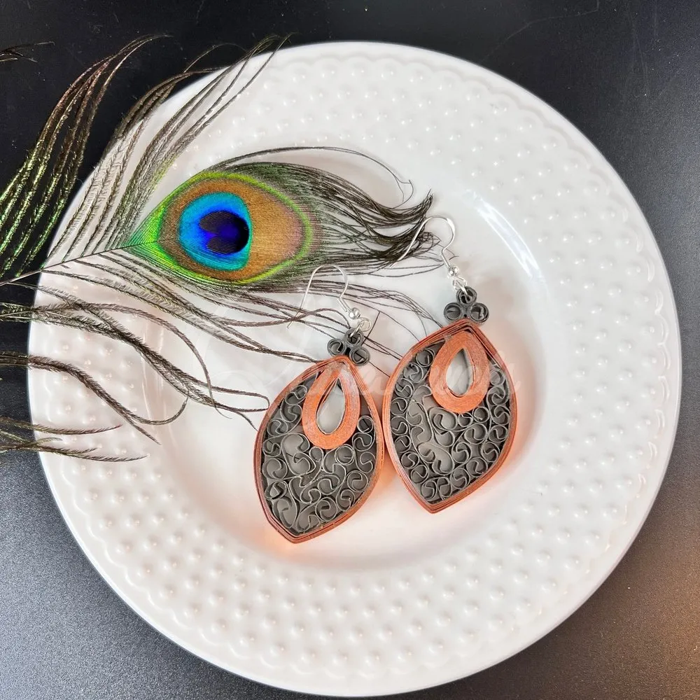 Dual Drop Large Marquee Quilling Earrings