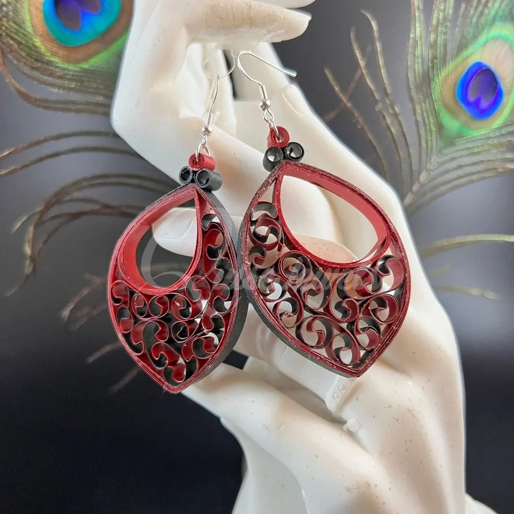 Dual Drop Large Marquee Quilling Earrings