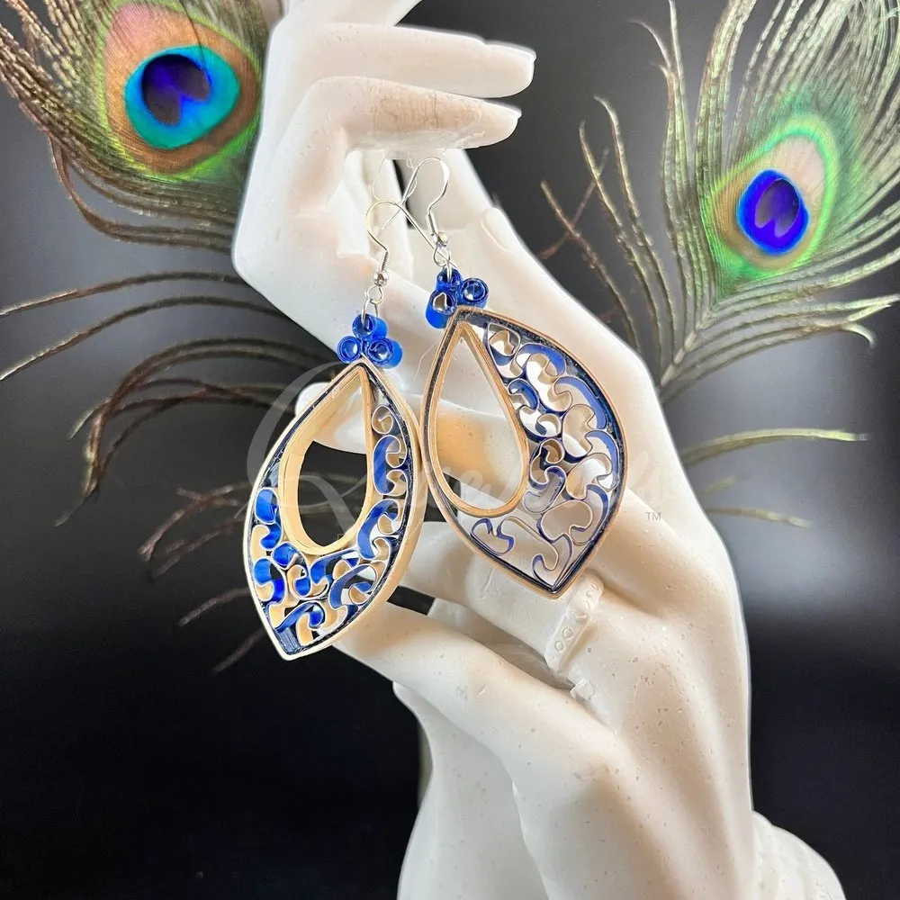Dual Drop Large Marquee Quilling Earrings