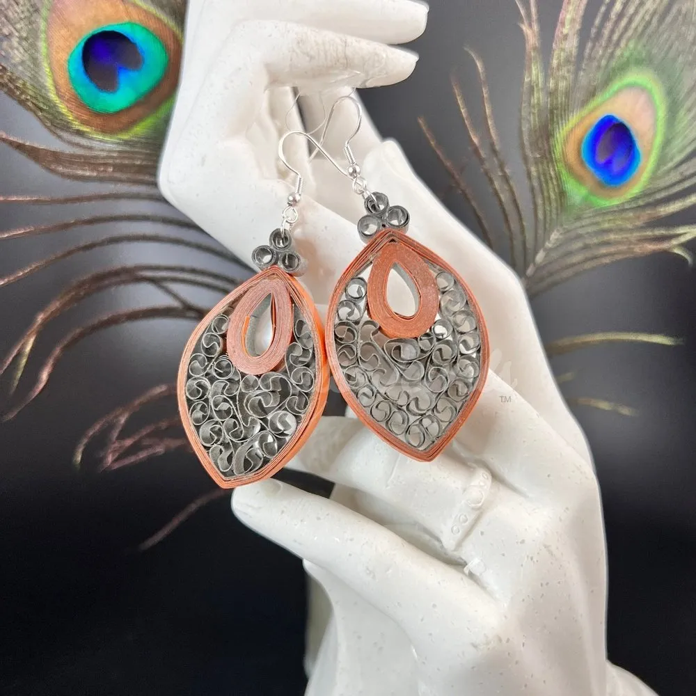 Dual Drop Large Marquee Quilling Earrings