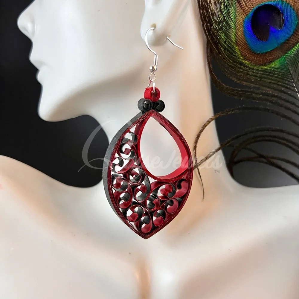 Dual Drop Large Marquee Quilling Earrings