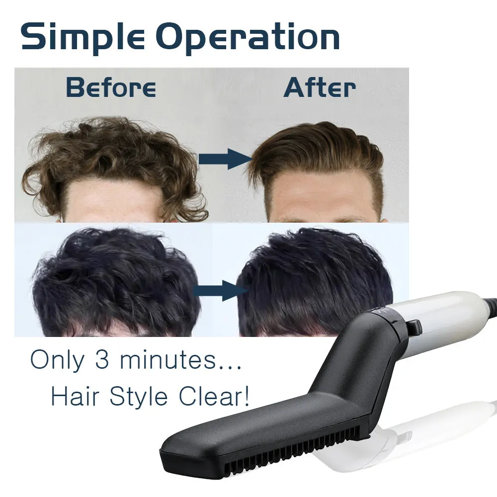 Electric Hair Straightener Brush - Men Quick Beard Straightener Styler Comb - Straightening Curly Hair Comb - Detangling Multifunctional Hair Curler