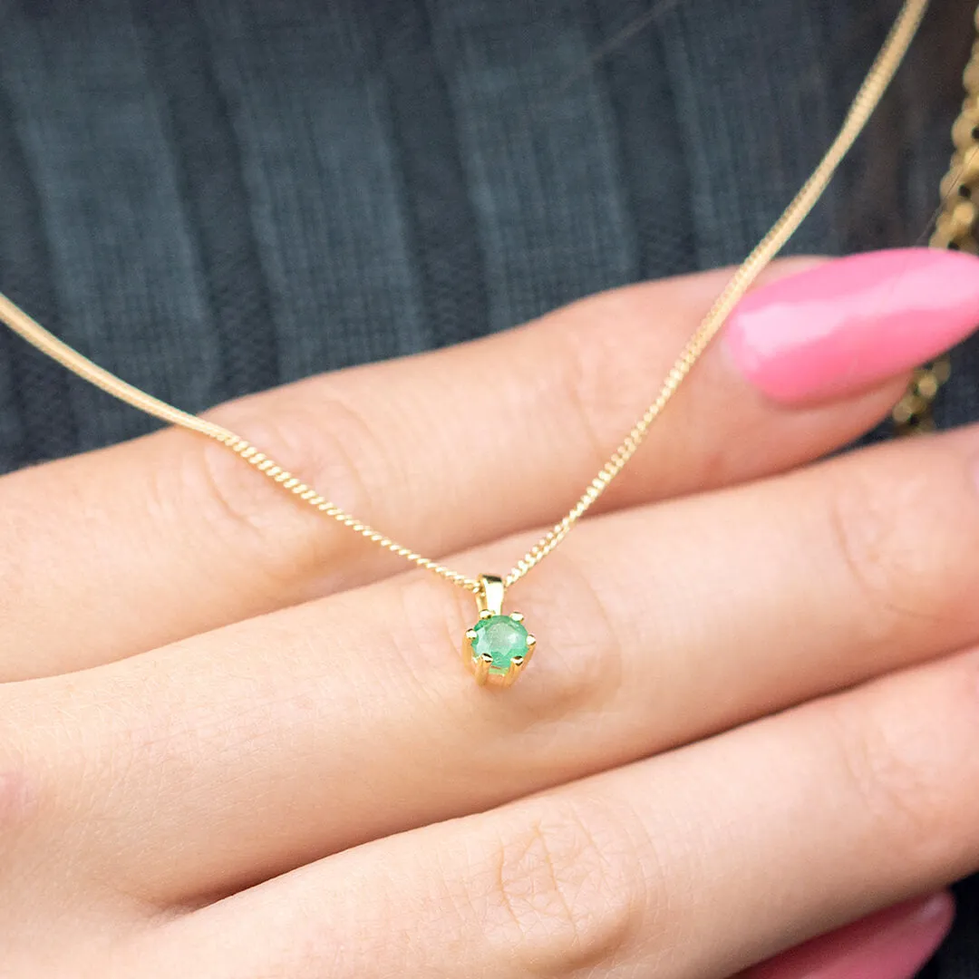 Emerald Charm Necklace in Gold