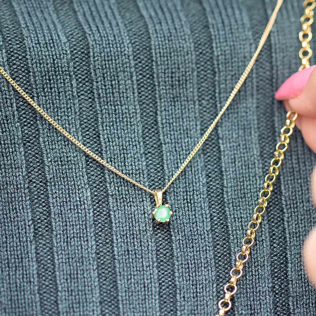 Emerald Charm Necklace in Gold