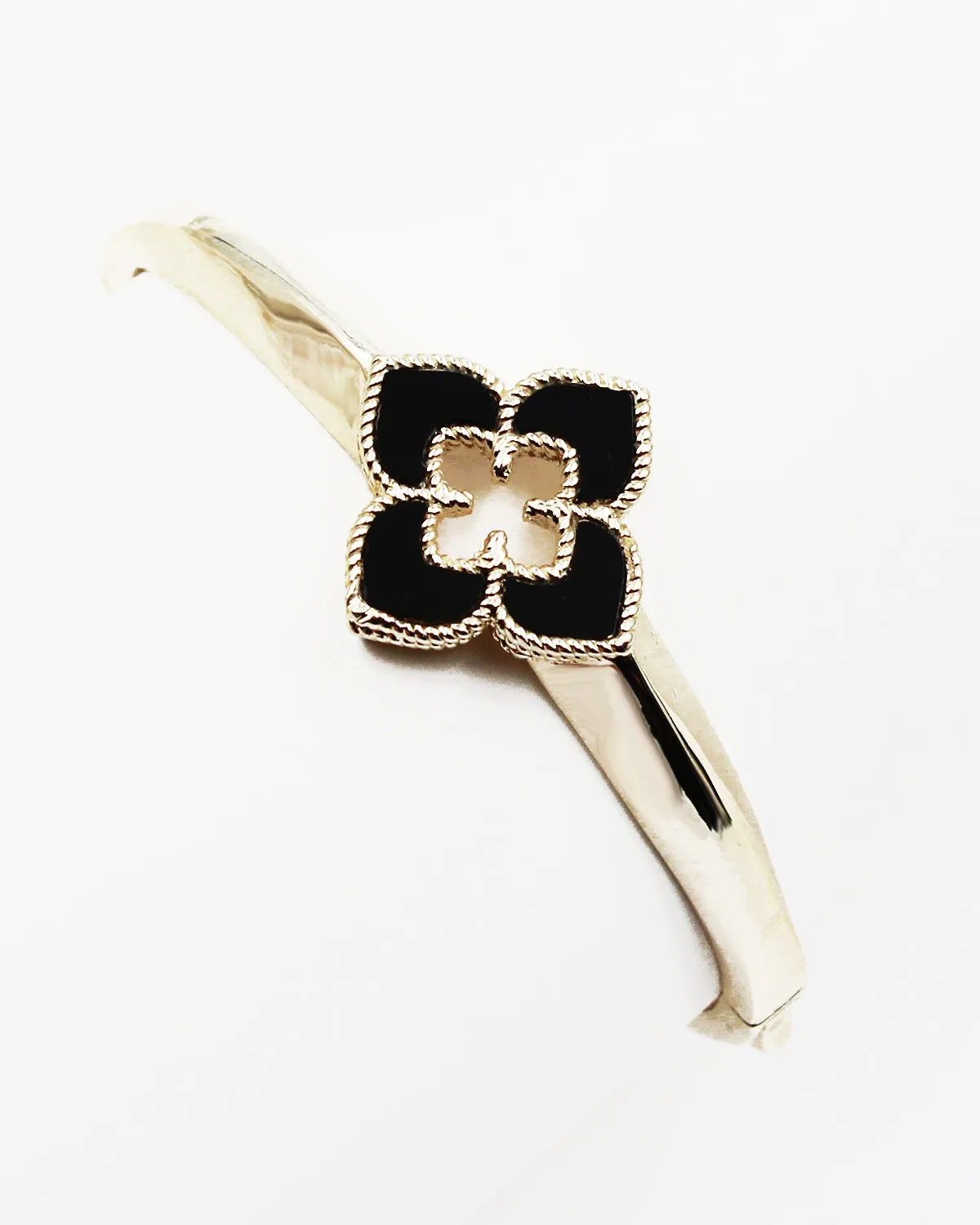 Epoxy Finished Flower Bangle Bracelet