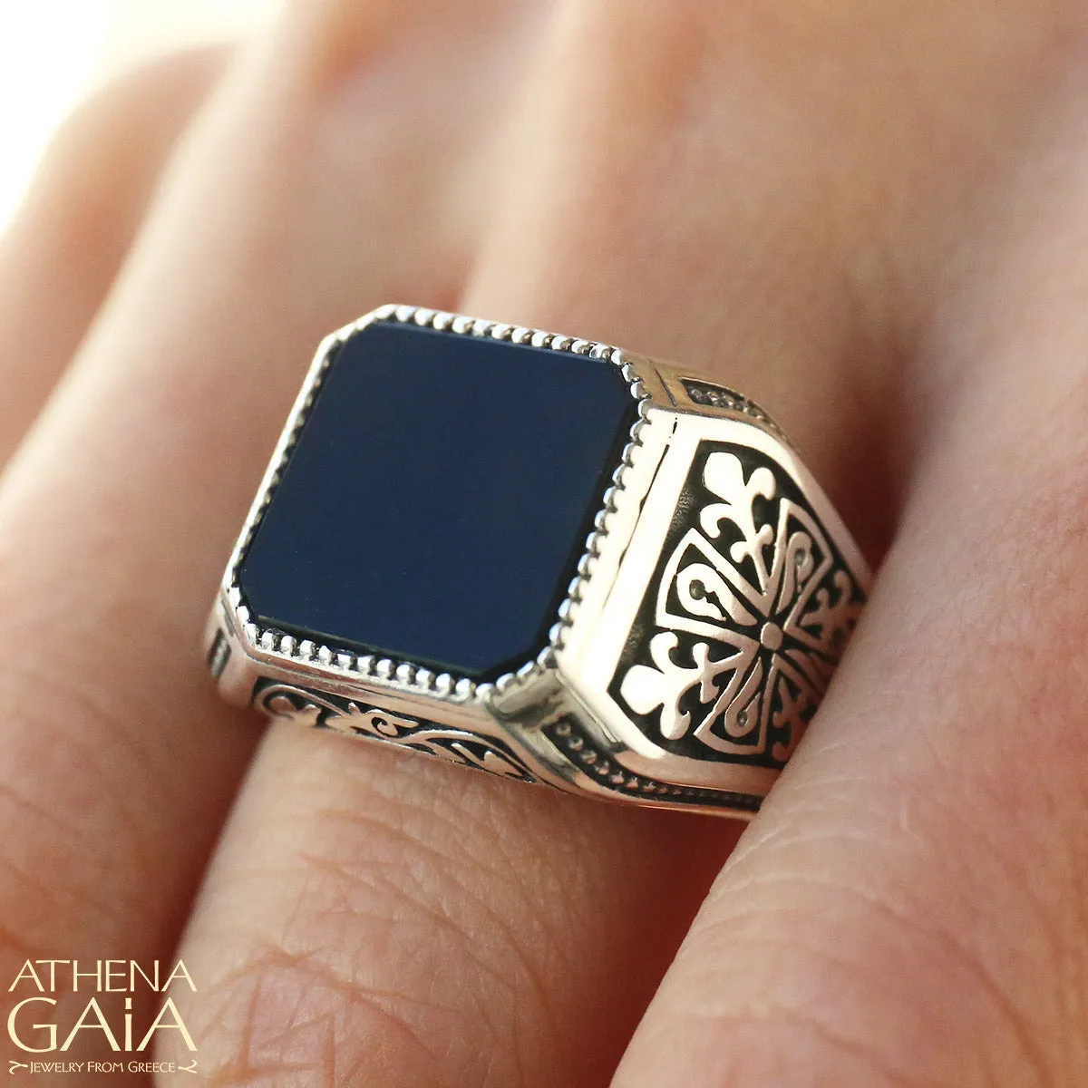 Etched Silver Signet Ring (In-Stock)