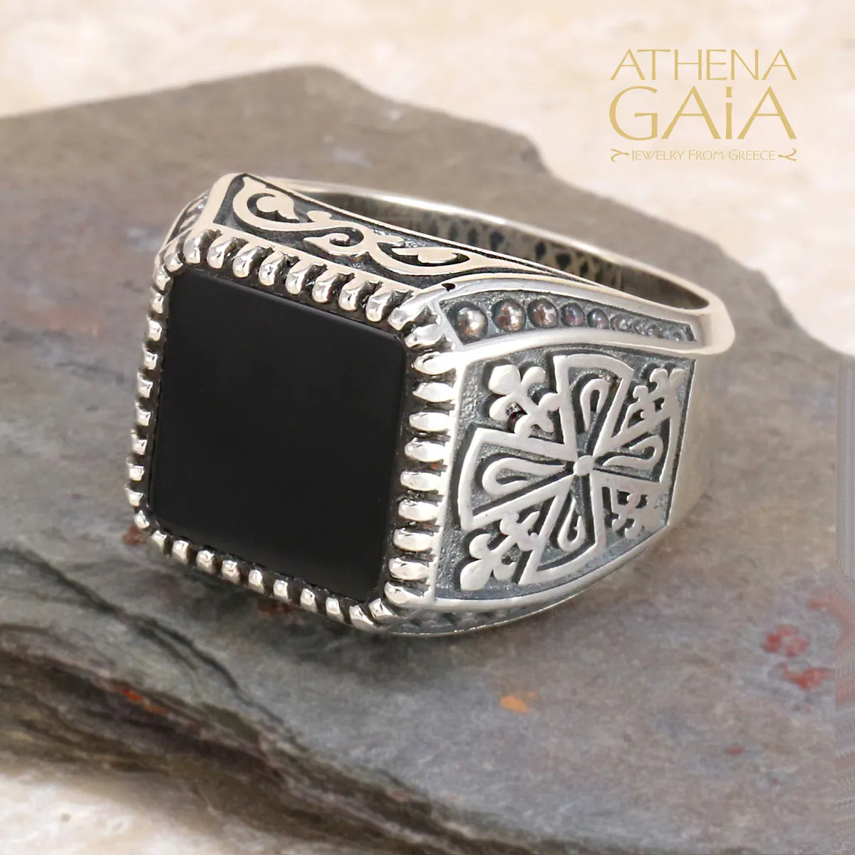 Etched Silver Signet Ring (In-Stock)