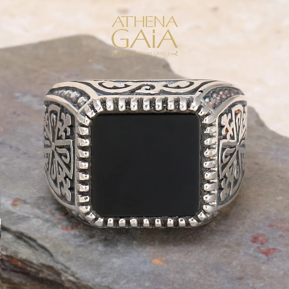 Etched Silver Signet Ring (In-Stock)