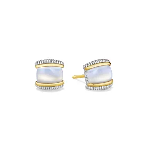 Eternity Stud Earrings with Rainbow Moonstone and 18K Gold