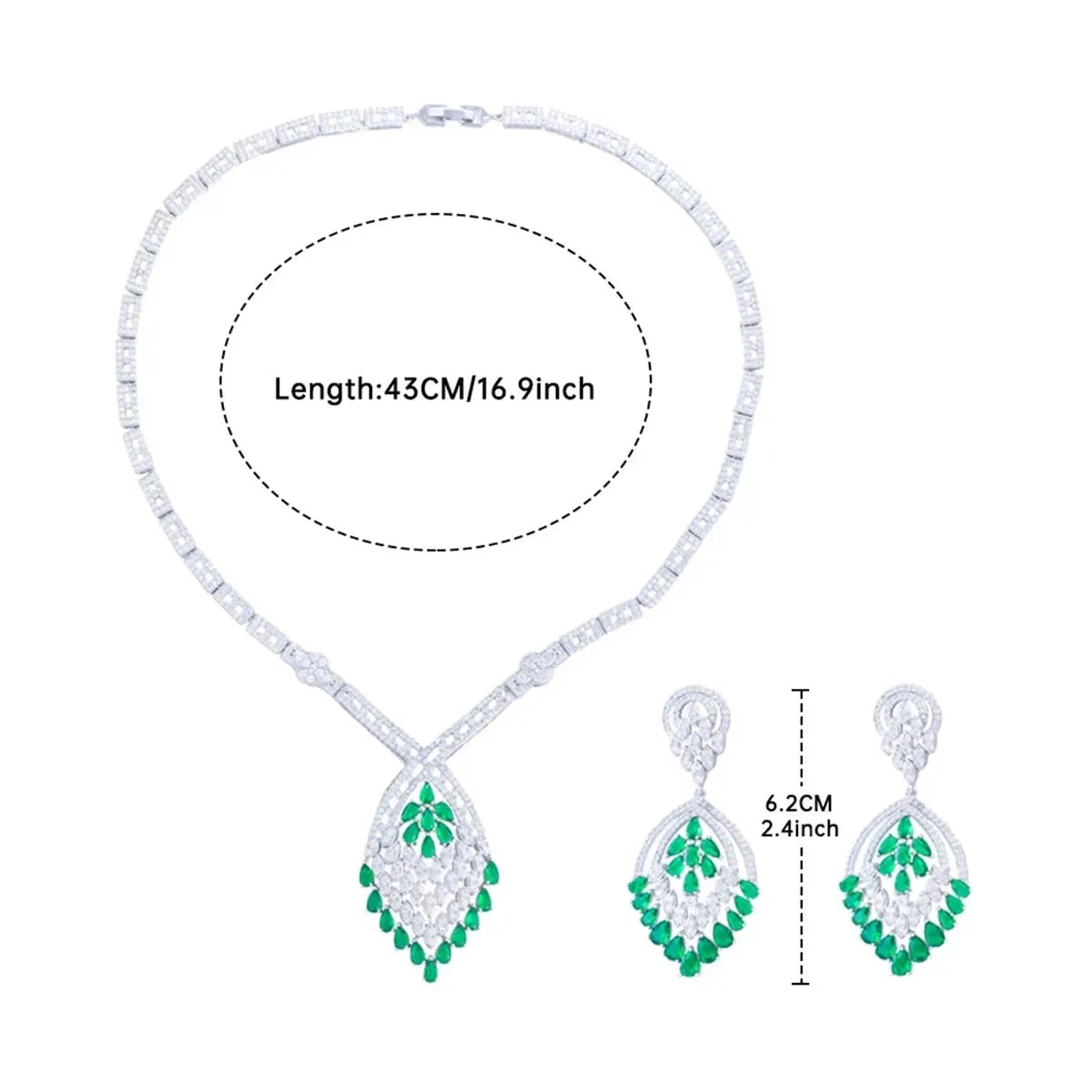 Faux Emerald Cubic Zirconia 2PCS Wedding Jewelry Set  for Women