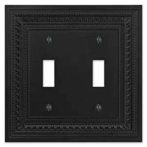 Filigree Border Matte Black Cast - 2 Toggle Wallplate