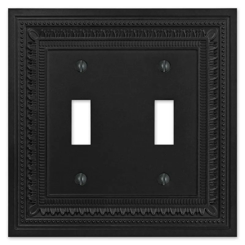 Filigree Border Matte Black Cast - 2 Toggle Wallplate