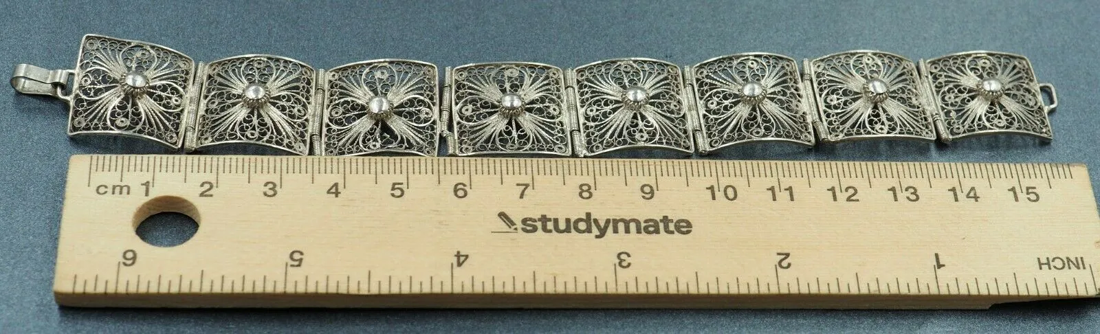 Filigree Sterling Silver Bracelet with Hook Clasp