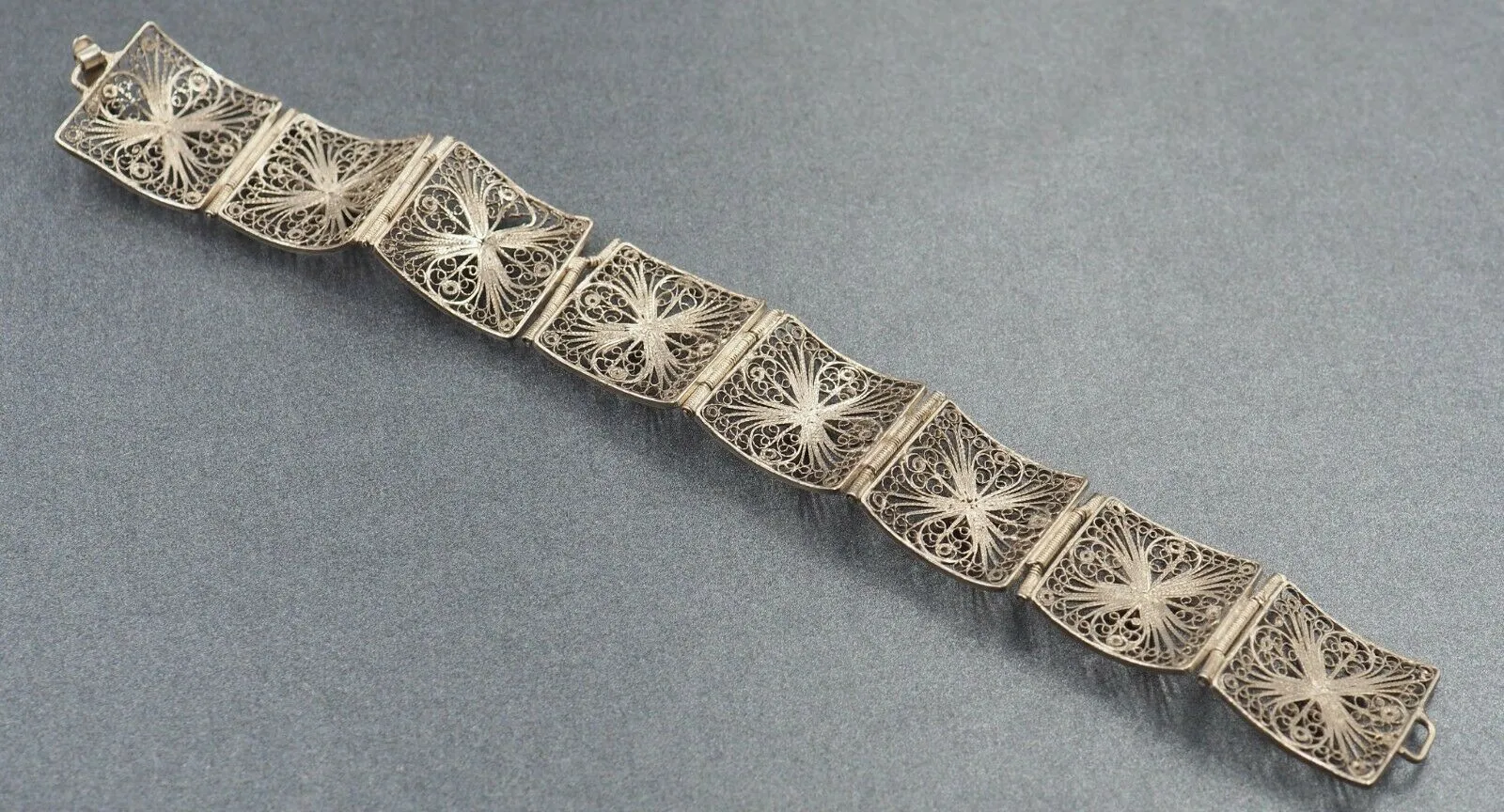 Filigree Sterling Silver Bracelet with Hook Clasp