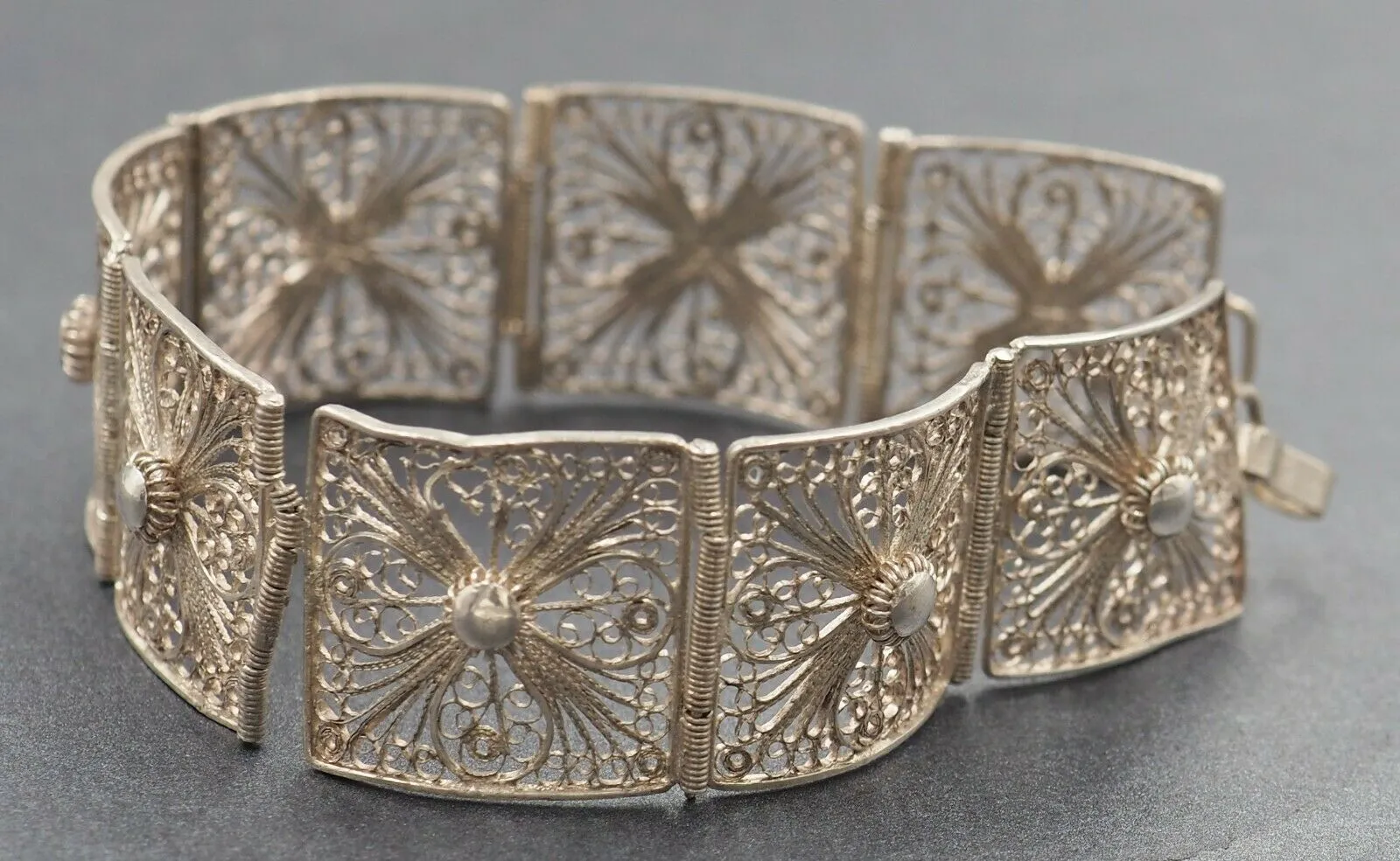 Filigree Sterling Silver Bracelet with Hook Clasp