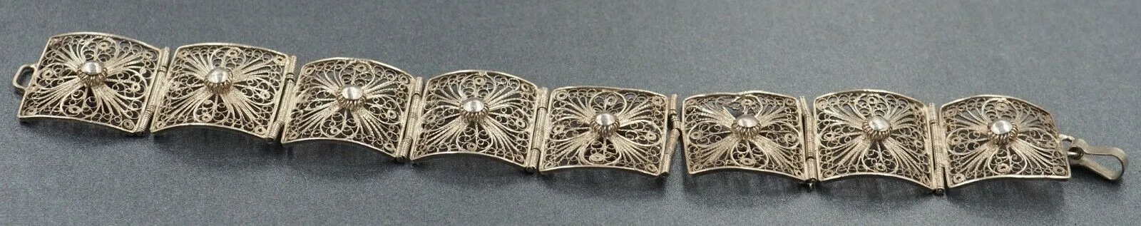 Filigree Sterling Silver Bracelet with Hook Clasp