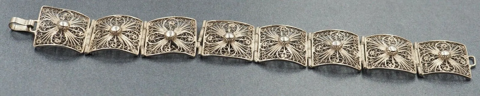 Filigree Sterling Silver Bracelet with Hook Clasp