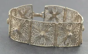 Filigree Sterling Silver Bracelet with Hook Clasp