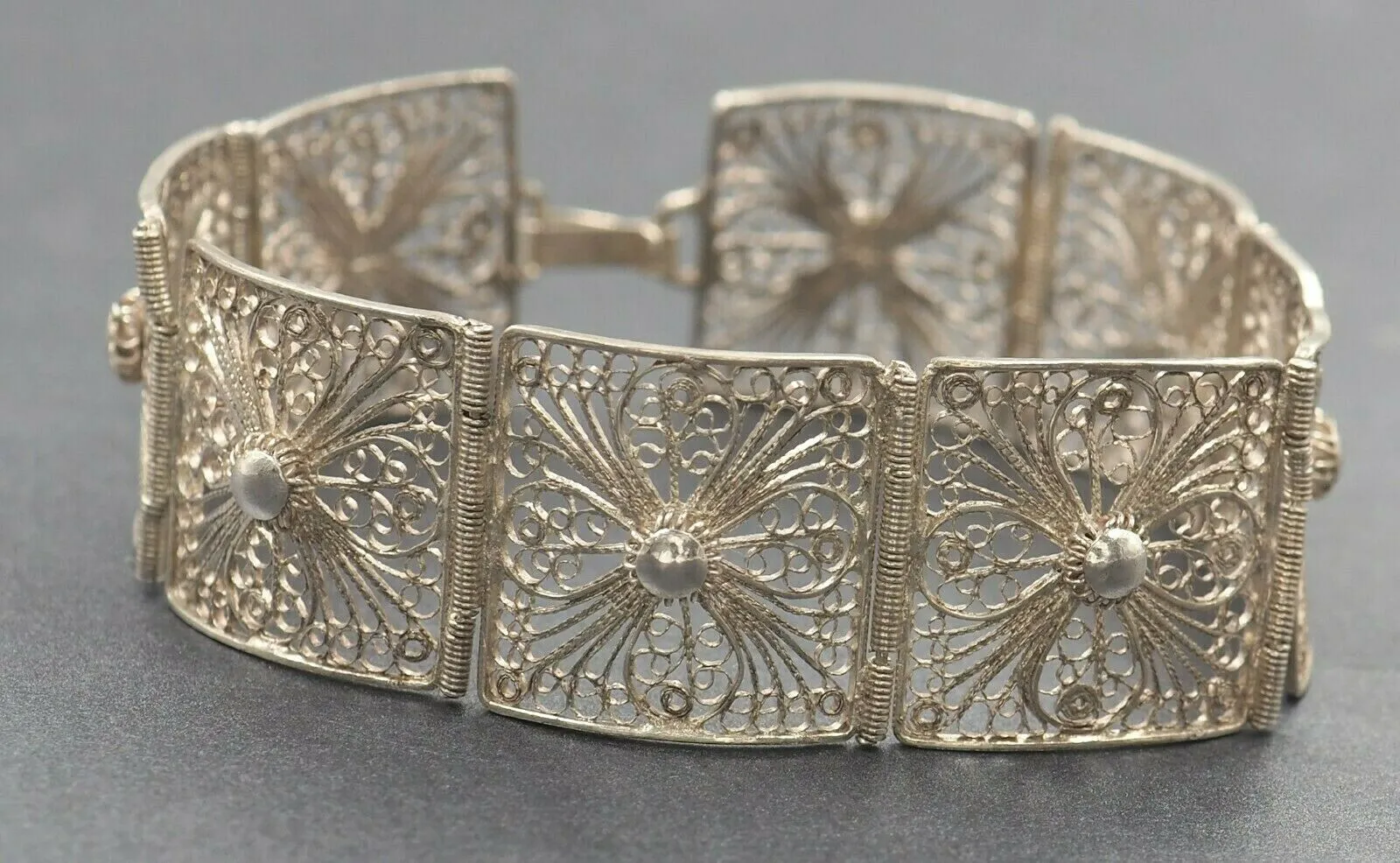 Filigree Sterling Silver Bracelet with Hook Clasp