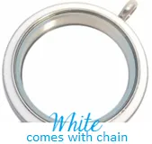 FLEW - White Round Stainless Steel Floating Locket Necklace with chain, twist open