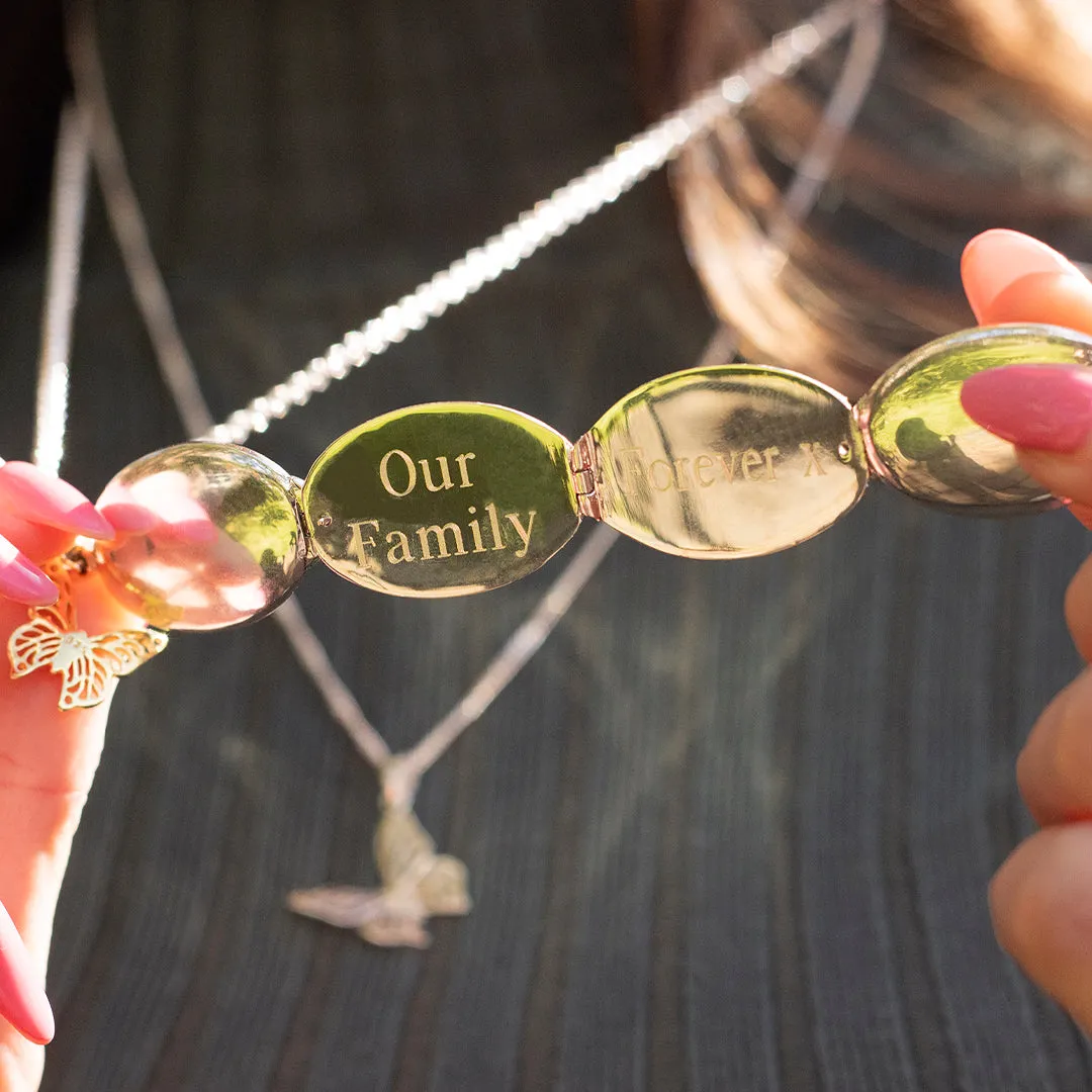 Four Photo Oval Butterfly Locket Silver & Gold   Photos
