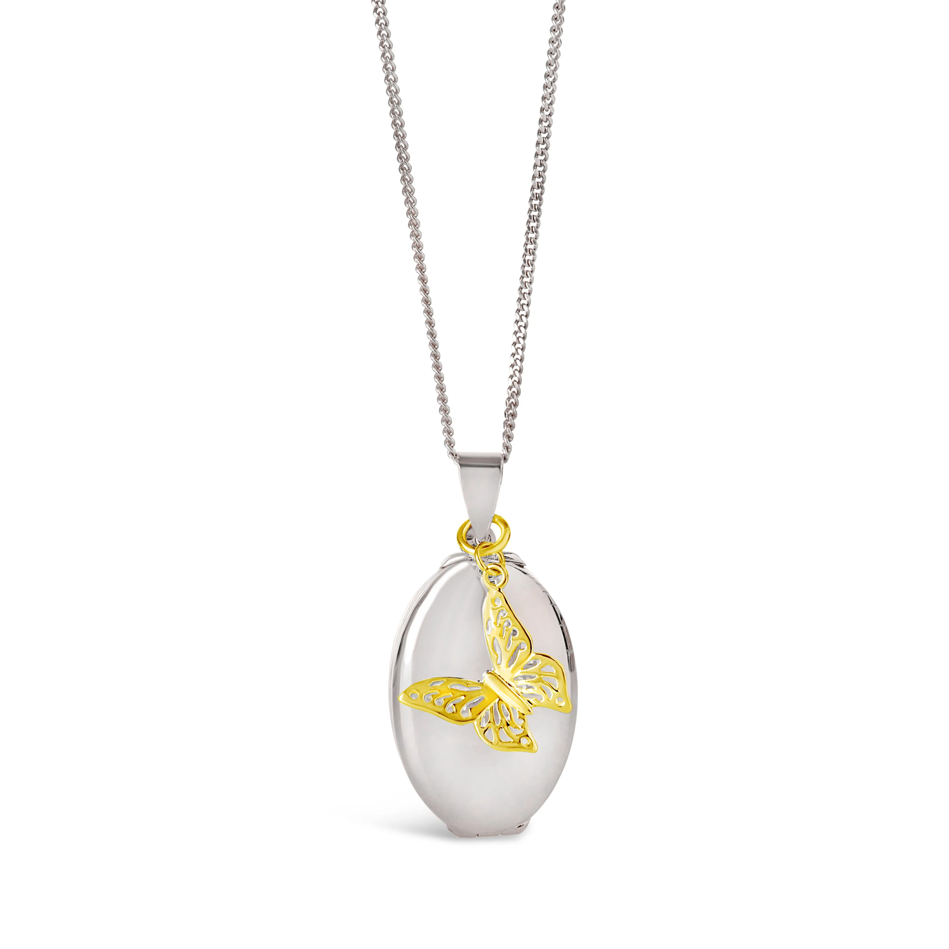 Four Photo Oval Butterfly Locket Silver & Gold   Photos