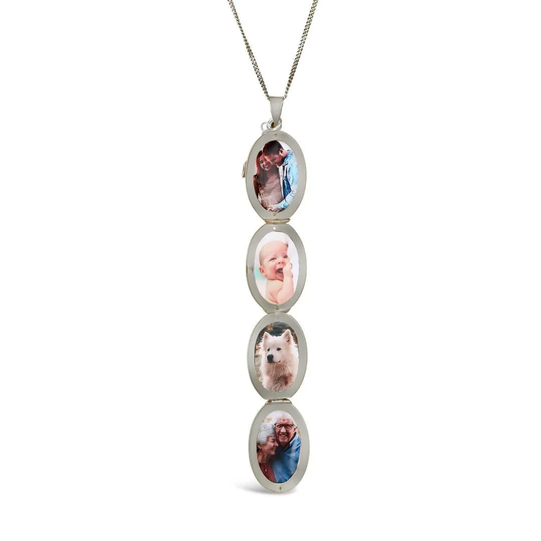 Four Photo Oval Butterfly Locket Silver & Gold   Photos