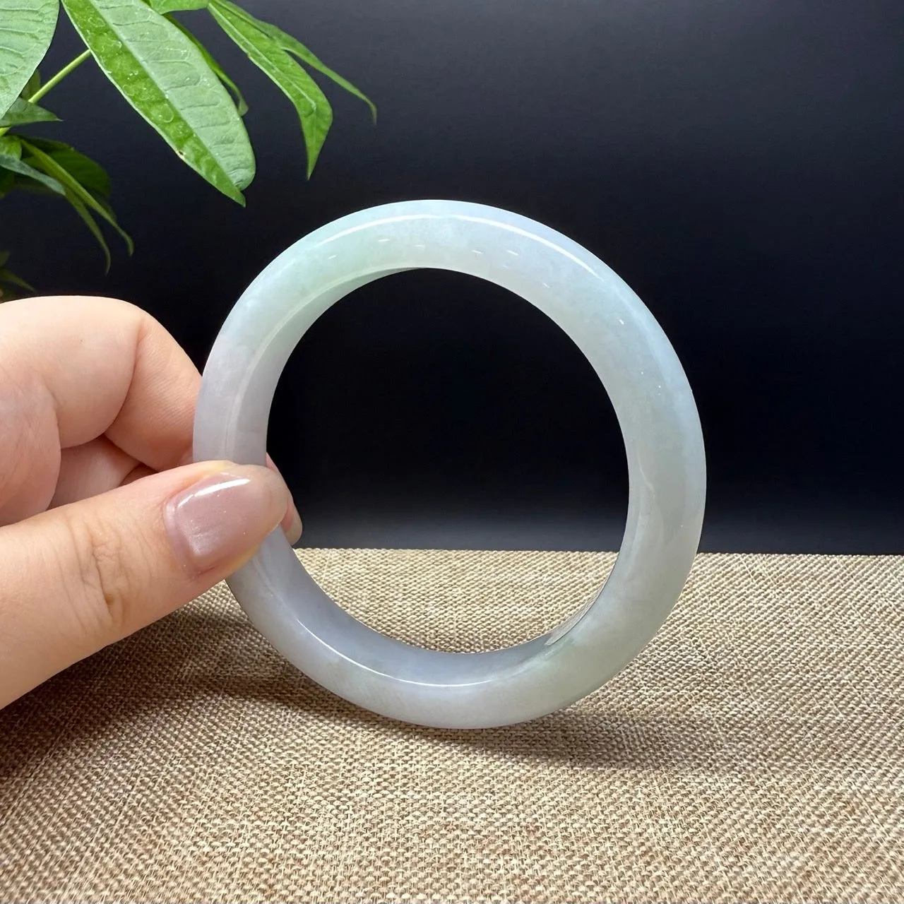 Genuine Burmese Lavender Green Jade Jadeite Bangle Bracelet ( 58.8mm )