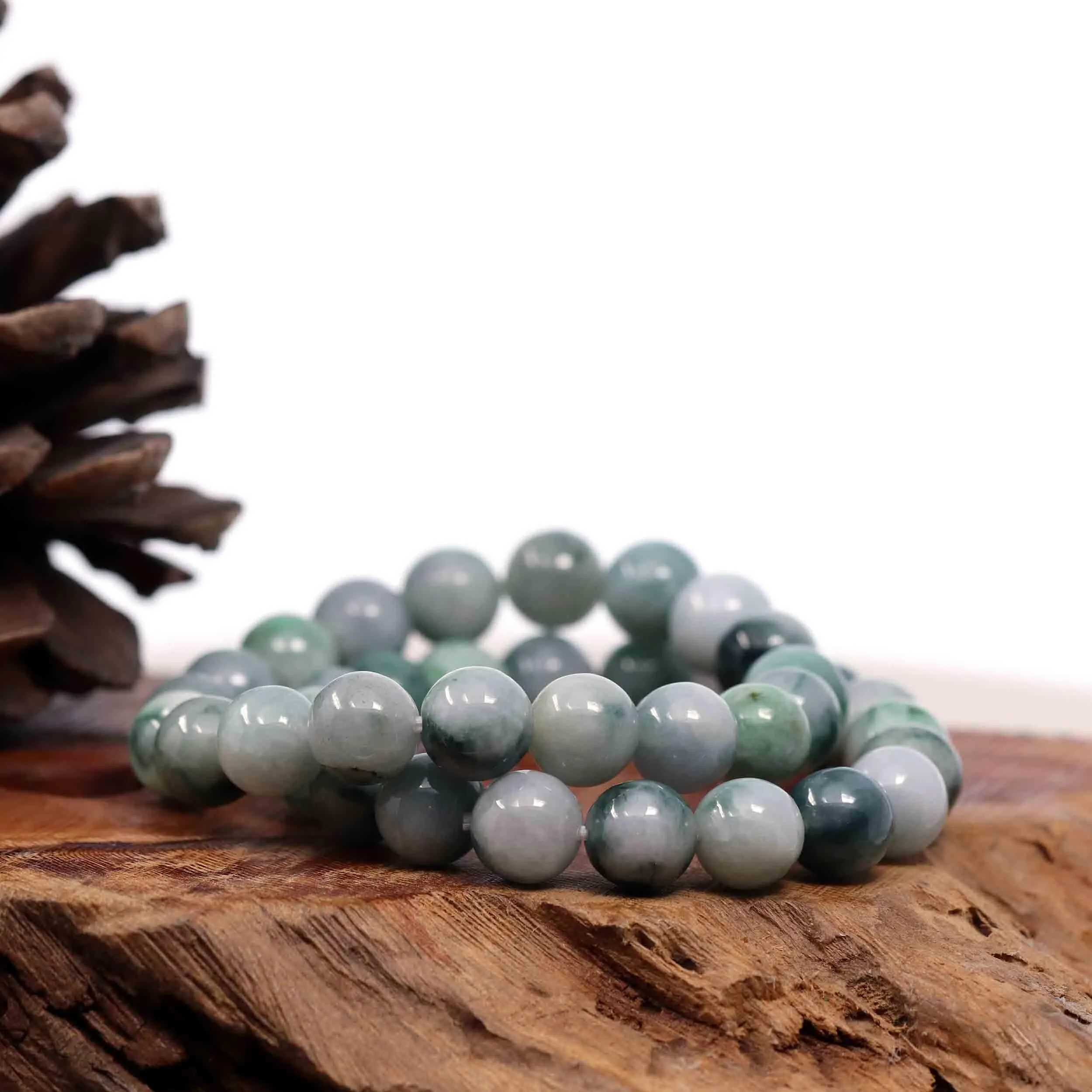 Genuine Jadeite Jade 10mm Round Blue Green Multiple Color Beads Bracelet (10mm)