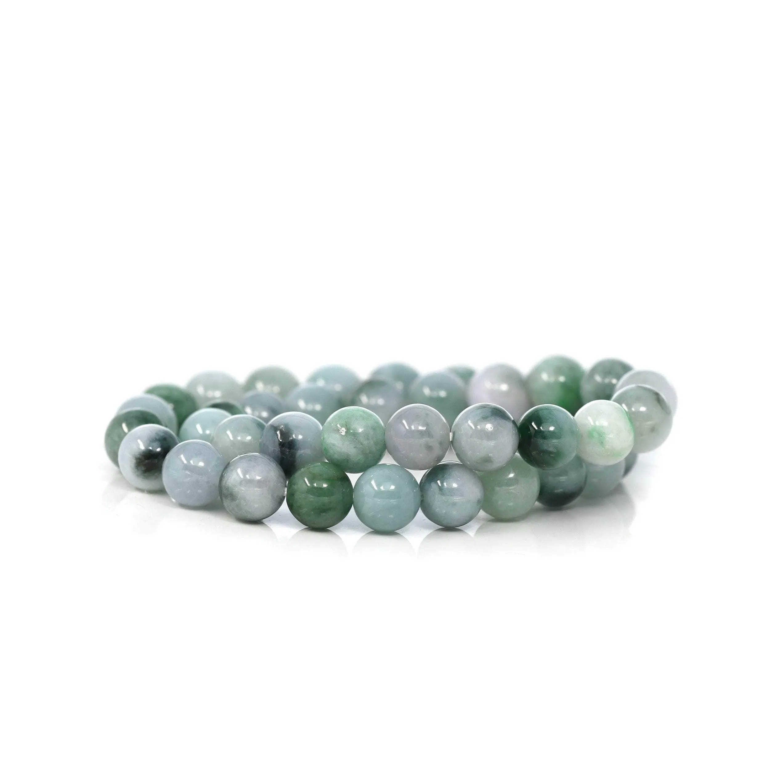 Genuine Jadeite Jade 10mm Round Blue Green Multiple Color Beads Bracelet (10mm)