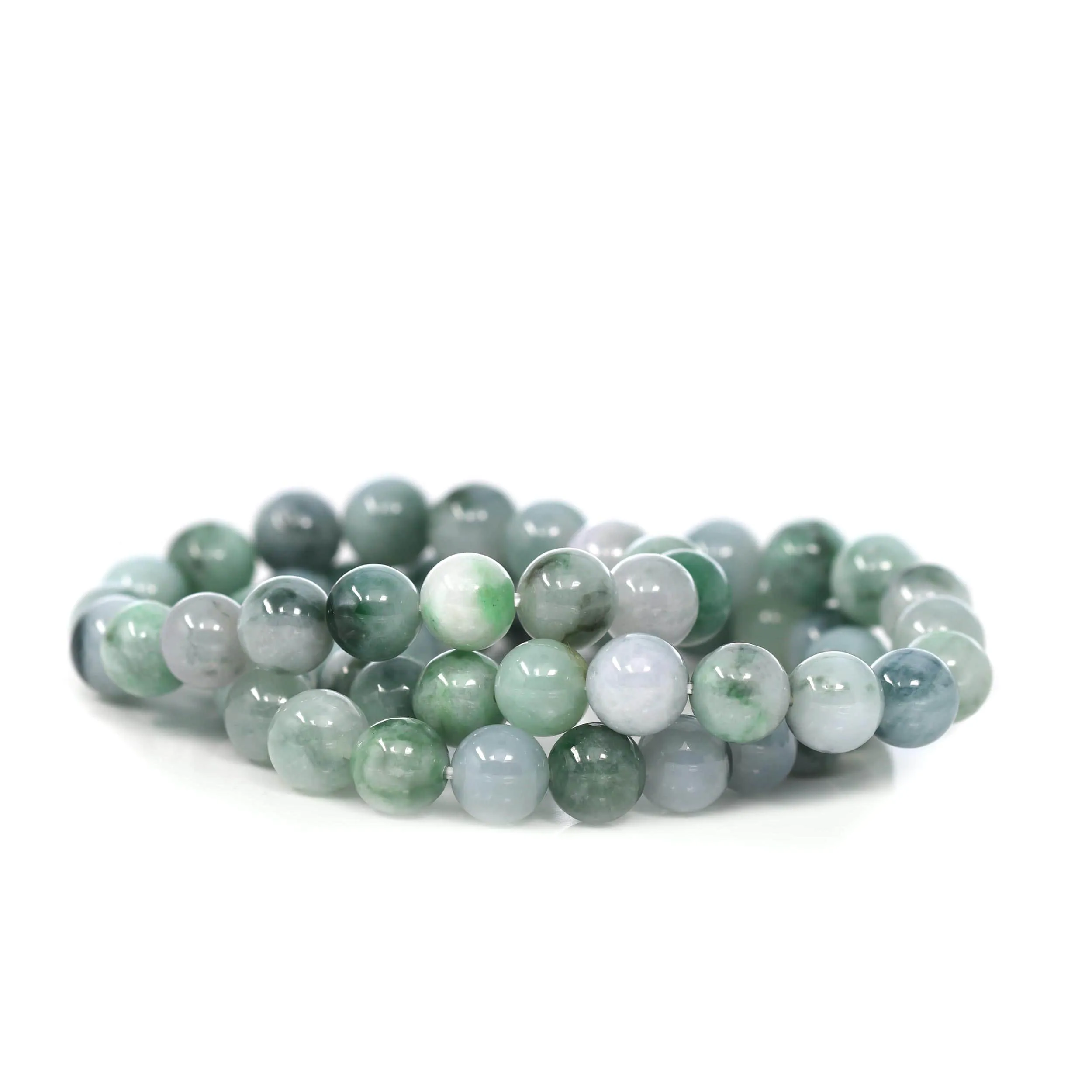 Genuine Jadeite Jade 10mm Round Blue Green Multiple Color Beads Bracelet (10mm)