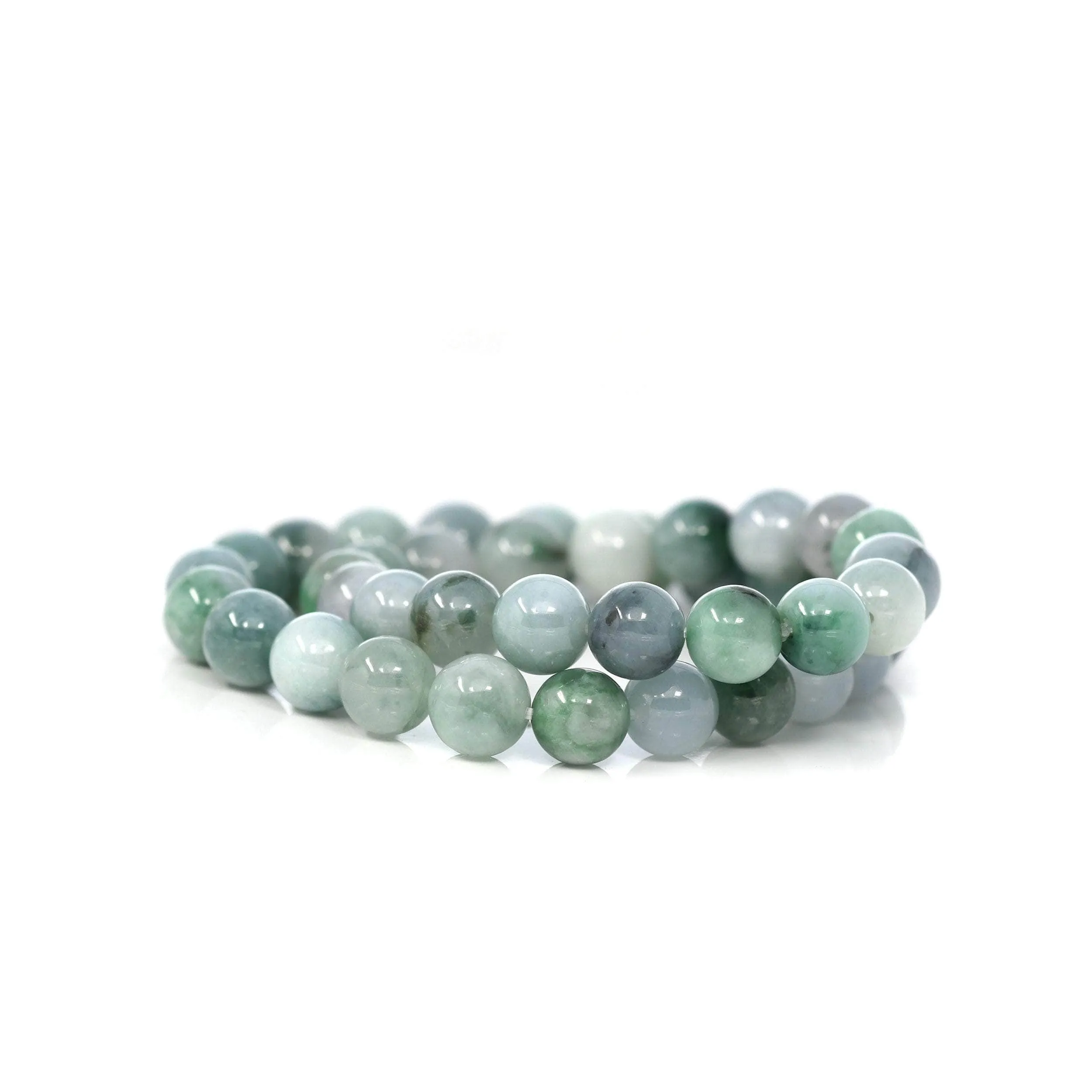 Genuine Jadeite Jade 10mm Round Blue Green Multiple Color Beads Bracelet (10mm)