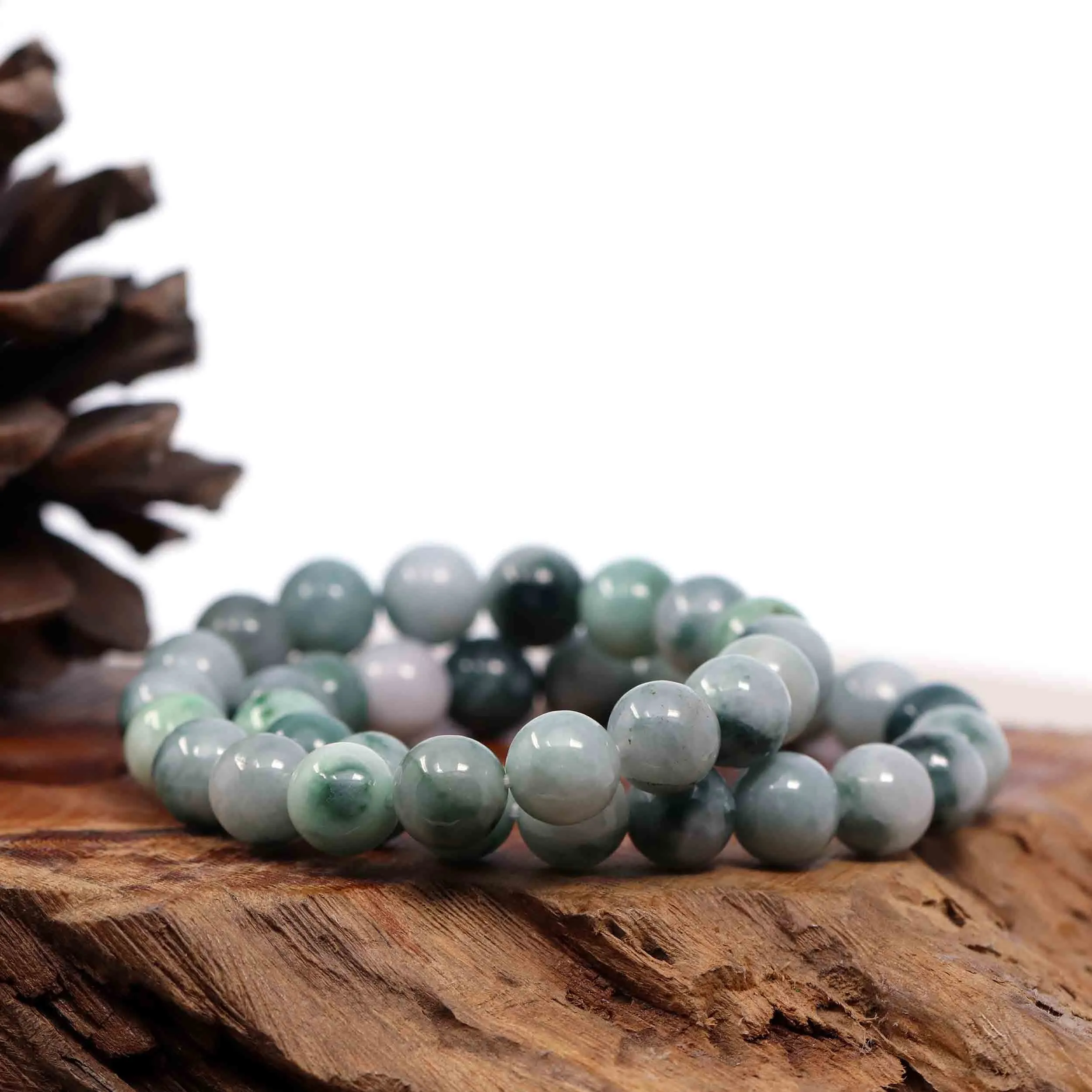 Genuine Jadeite Jade 10mm Round Blue Green Multiple Color Beads Bracelet (10mm)