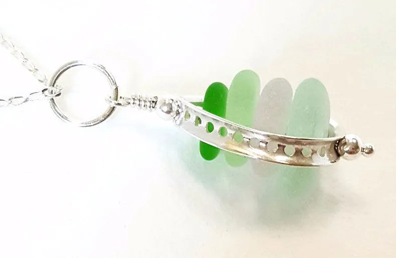 GENUINE Sea Glass Locket In Sterling Silver Teardrop Beach Glass Necklace
