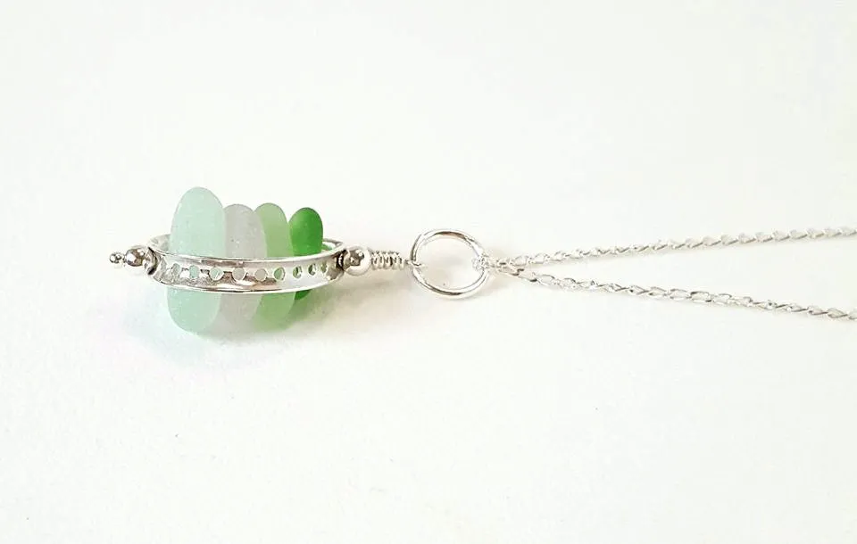 GENUINE Sea Glass Locket In Sterling Silver Teardrop Beach Glass Necklace