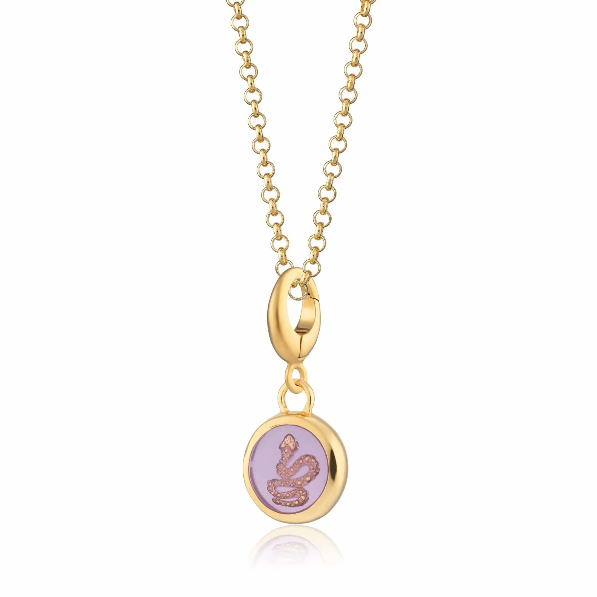Gold Plated Purple Snake Resin Capture Necklace