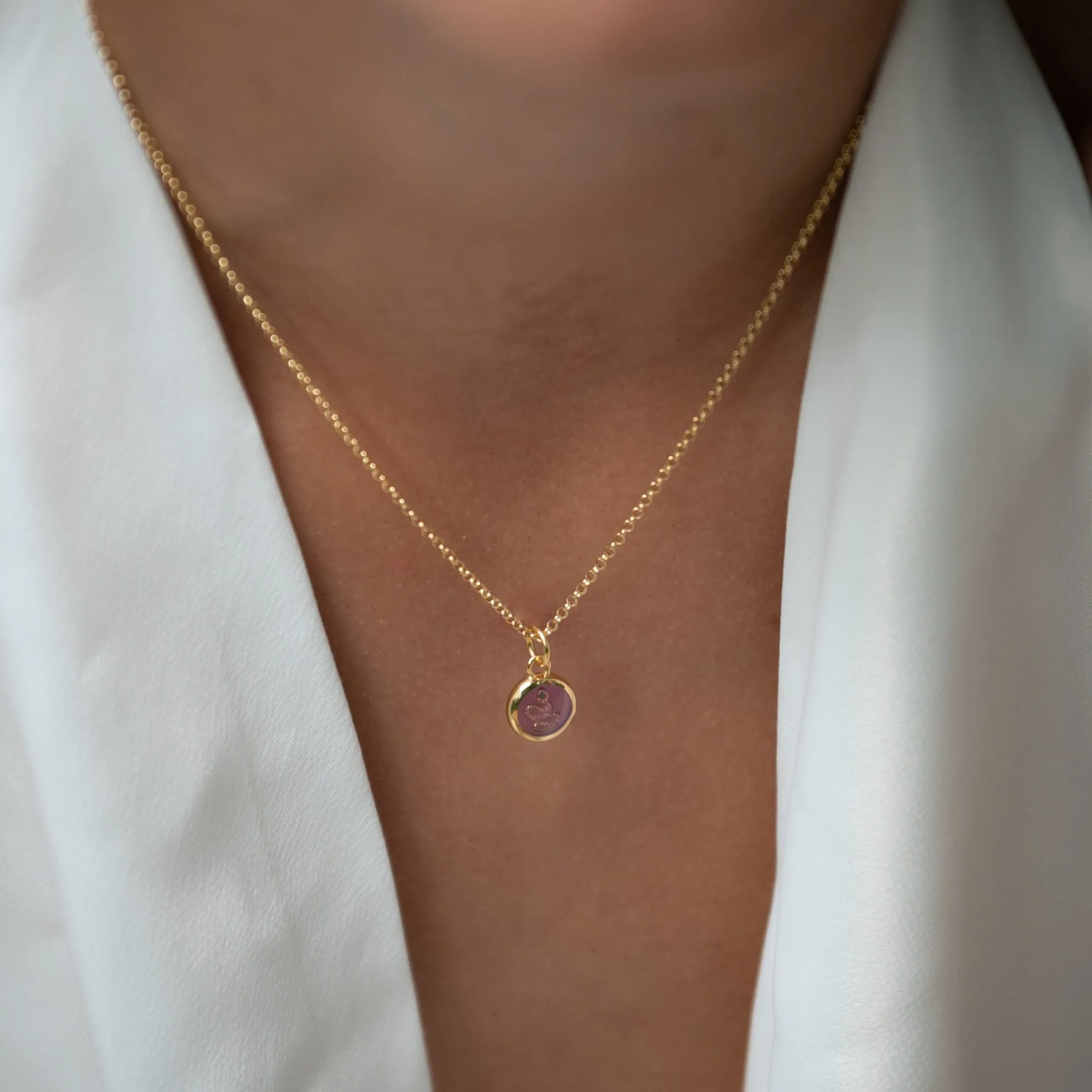 Gold Plated Purple Snake Resin Capture Necklace