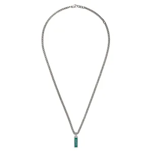 Gucci Sterling Silver Tag Necklace with Turquoise Enamel, 22 inch