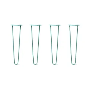 Hairpin Legs Set of 4, 2-Rod Design - Turquoise Powder Coated Finish